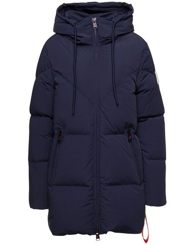 AFTER LABEL 'vienna' Long E Down Jacket With Logo Patch In Nylon - Blue
