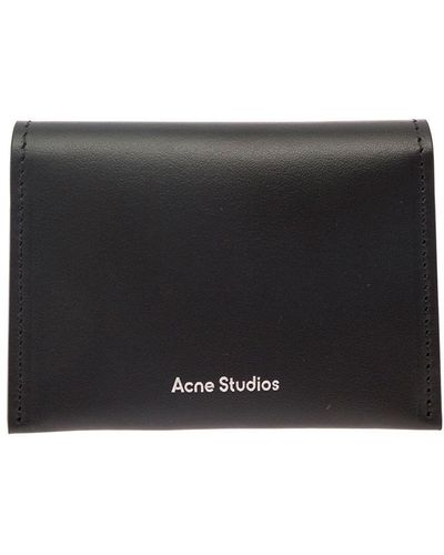 Acne Studios Card-holder With Embossed Logo In Smooth Leather - Black