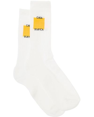 Casablancabrand High Socks With Logo Print - White