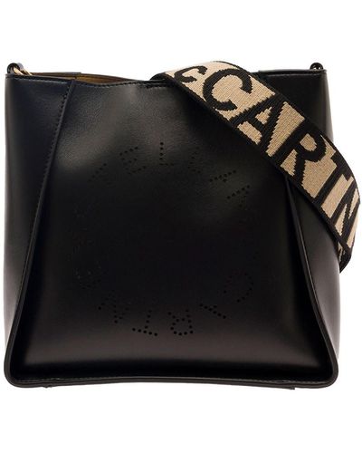 Stella McCartney Mini Crossbody Bag With Perforated Logo In Faux Leather - Black