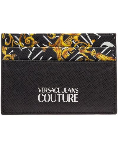 Versace Logo-print Black Leather Cardholder Man Couture