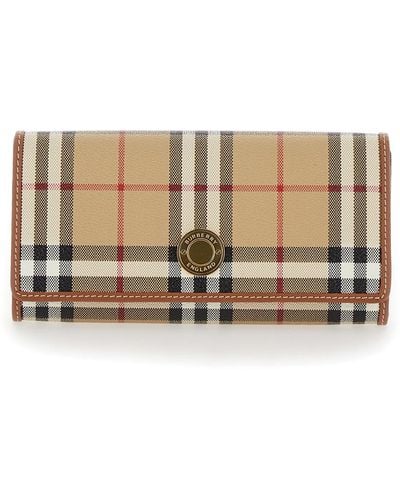 Burberry 'Halton' Wallet With Branded Button - Natural