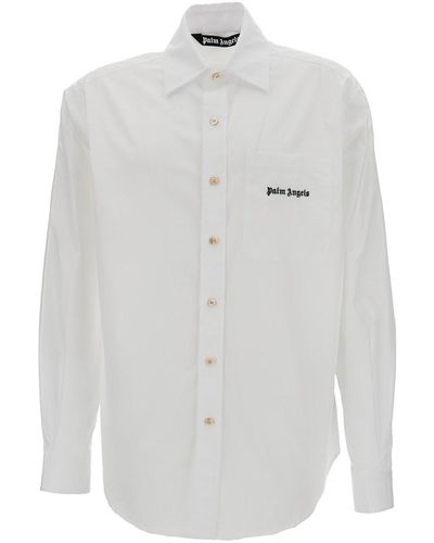 Palm Angels Shirt With Embroidered Logo - White