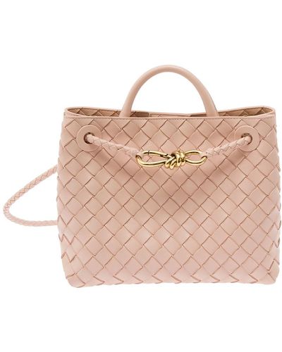 Bottega Veneta 'Andiamo Piccola' Handbag With Intreccio Motif And - Pink
