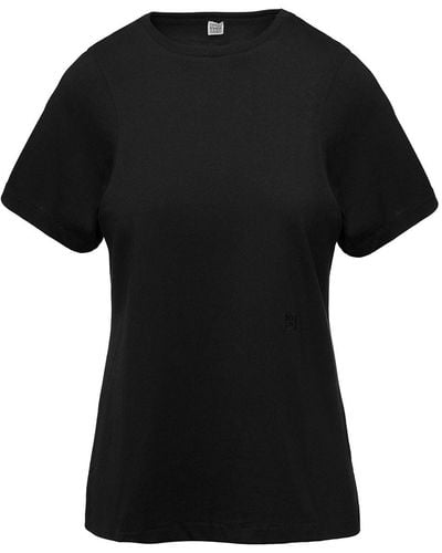 Totême T-shirt girocollo nera in cotone - Nero