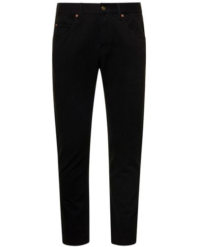 Gucci Tapered Jeans With Horsebit Detail In Cotton Denim Man - Black