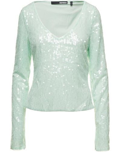 ROTATE BIRGER CHRISTENSEN Long Sleeve Top With All-Over Sequins - Blue