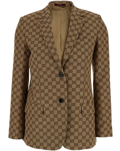 Gucci Single-Breasted Jacket - Brown