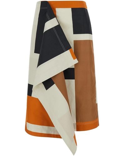 Fendi And Long Skirt With Draped Panel - Multicolor