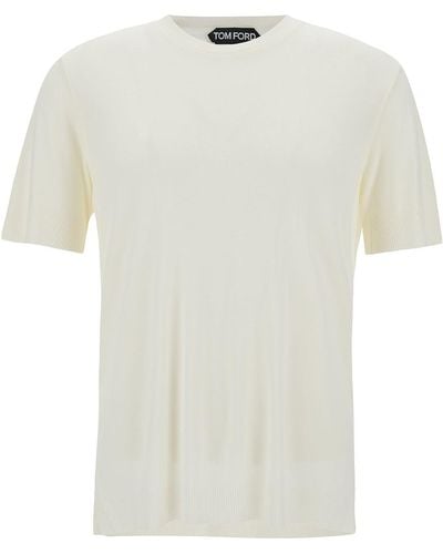Tom Ford Crewneck T-Shirt With Ribbed Trim - White