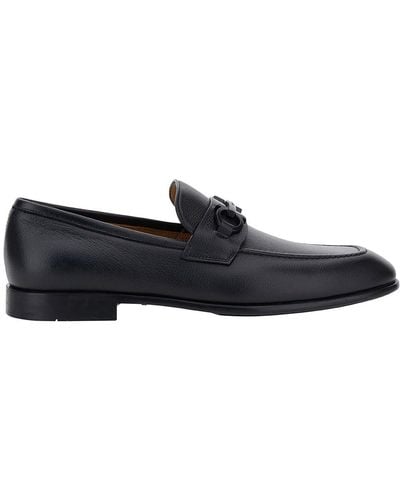 Ferragamo Loafers With Gancini Detail - Black