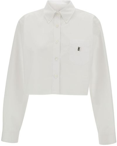 Givenchy Cropped Shirt With 4G Patch - White