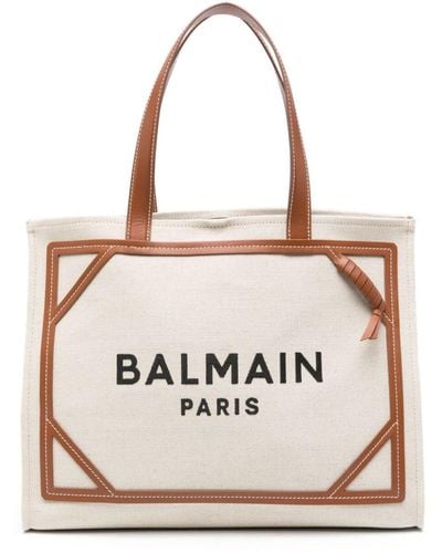 Balmain 'B-Army' Shopper Bag With Logo - Natural