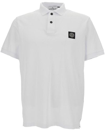 Stone Island Polo Shirt With Logo Patch - White