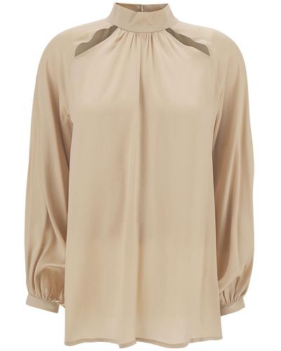 Semicouture 'Jazmin' Champagne Blouse With Cut-Out - Natural