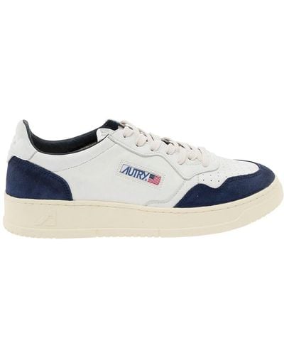 Autry 'Medalist' Low Top Sneakers With Suede Details - Blue