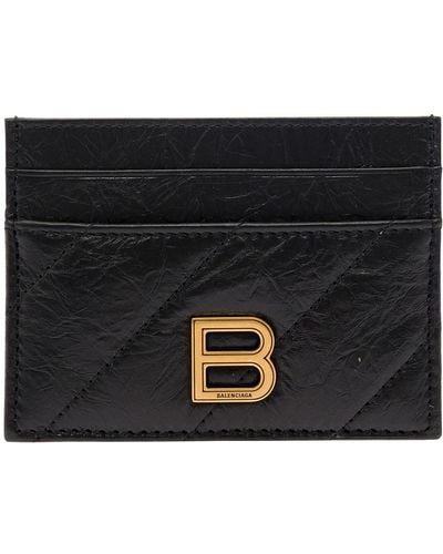 Balenciaga 'Crush' Card-Holder With B Logo - Black