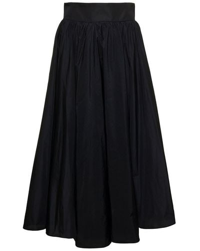 Plain Maxi Pleated Skirt With Zip Fastening - Black