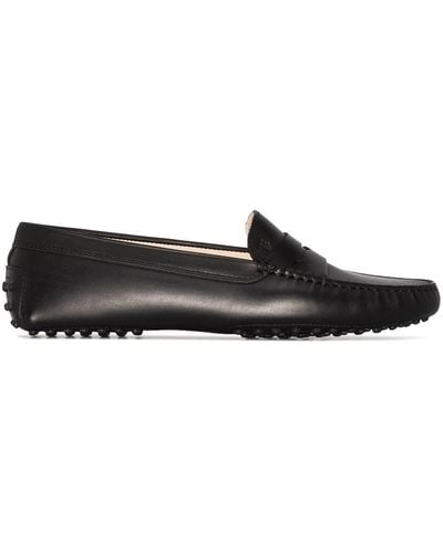 Tod's 'Gommino' Loafers With Embossed Logo - Black