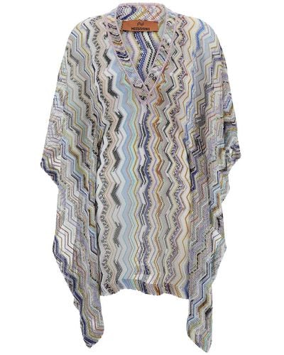 Missoni Cover-Up Kaftan With Zigzag Motif - Gray