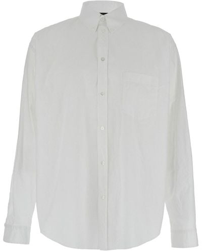 Balenciaga Shirt With Contrasting Logo Print - White