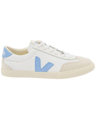 Veja 'Volley' And Light Low Top Sneakers With V Patch - White