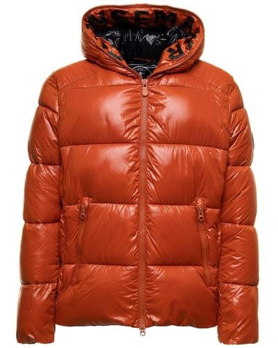 Save The Duck Edgard Down Jacket In Padded And Quilted Tech Fabric Man - Orange