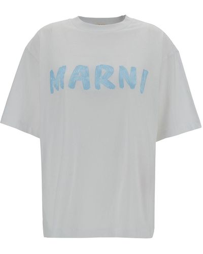 Marni T-Shirt Girocollo Con Stampa Logo - Grigio