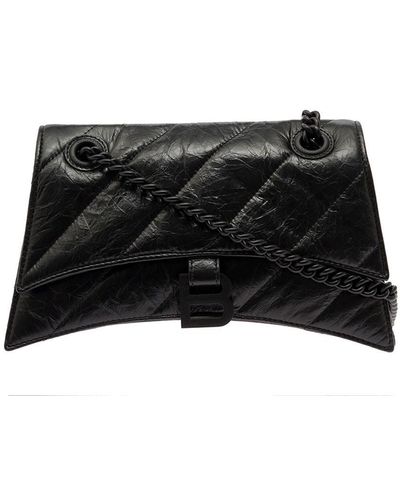 Balenciaga Crush Chain Bag S Q Crushed Calf - Black