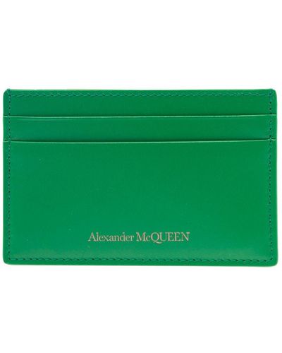 Alexander McQueen Portacarte Con Logo Impresso - Verde
