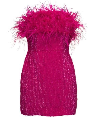 retroféte Hot Torin Sequin Feather Dress - Pink