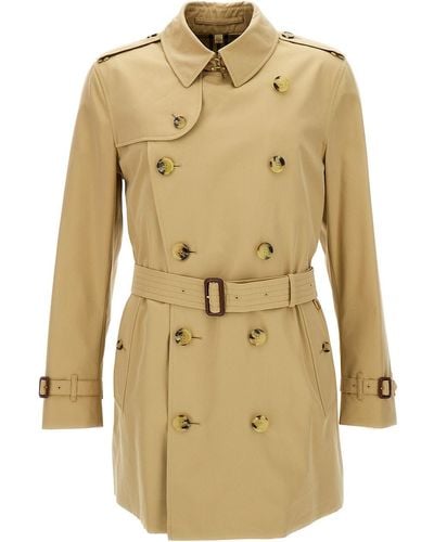Burberry 'Kensington' Trench Coat With Matching Belt - Natural