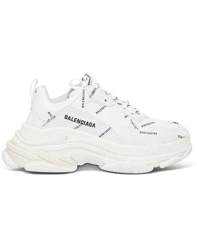 Balenciaga Triple S Sneakers With Allover Logo Print - White