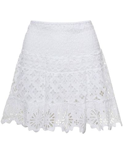 Temptation Positano Embroidered Miniskirt In Cotton - White