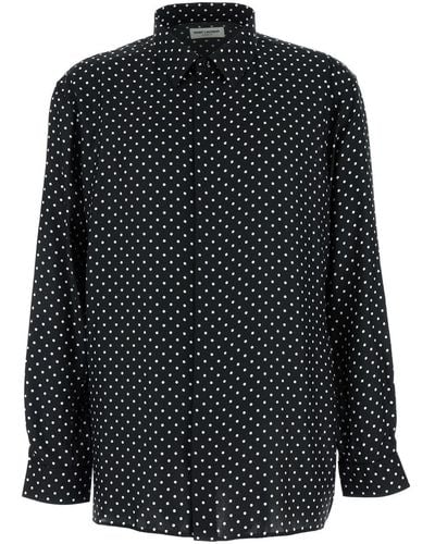 Saint Laurent All-Over Polka Dot Pattern Shirt - Black