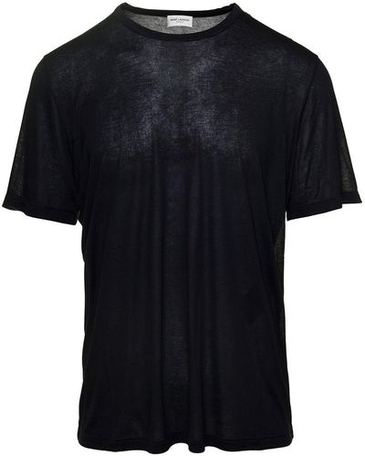Saint Laurent T-Shirt Col Rond (Vo - Black