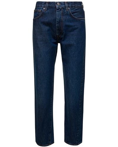 Totême Jeans dritti crop in cotone donna - Blu