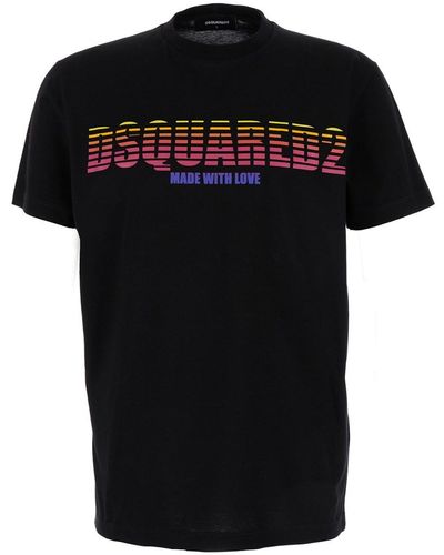 DSquared² Crewneck T-Shirt With Logo Print - Black