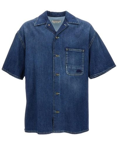 Alexander McQueen Denim Effect Short Sleeve Shirt - Blue