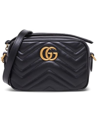 Gucci Mini gg Marmont Crossbody Bag In Quilted Leather - Blue