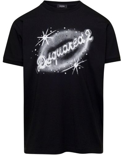 DSquared² Crewneck T-Shirt With Logo Print - Black