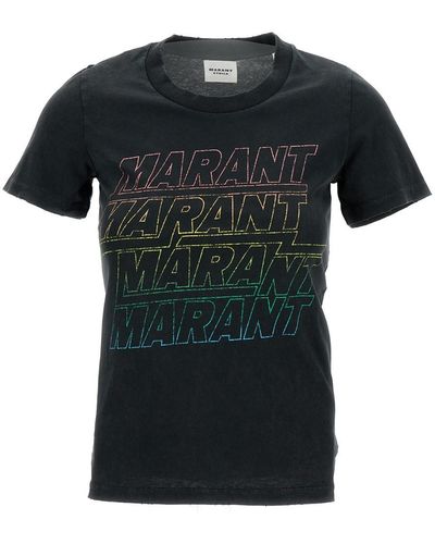 Isabel Marant T-Shirt Girocollo Con Stampa Logo - Nero