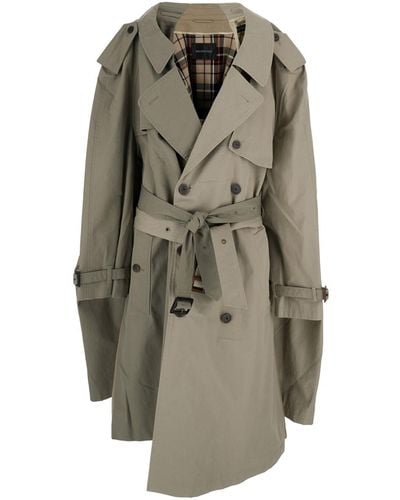 Balenciaga 'Double Sleeve' Trench Coat With Extra Pair Of Sleeve - Grey