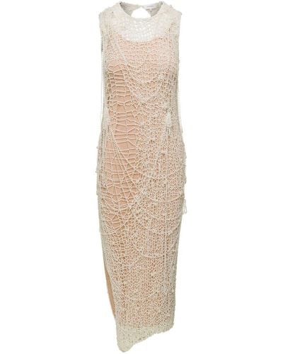 Sportmax Maxi Dress With String Of Pearls - White