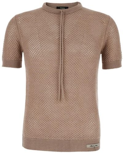 Fendi Open Knit Work Sweater - Brown