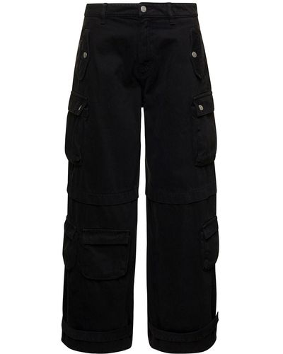 ICON DENIM 'Rosalia' Low Waisted Cargo Jeans With Patch Pockets - Black