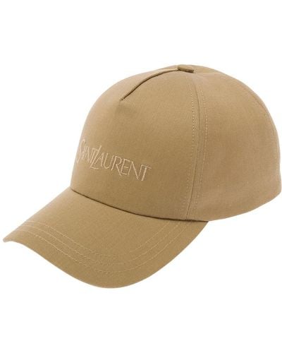 Saint Laurent Baseball Cap With Logo Lettering Embroidery - Natural