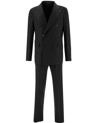Tagliatore Double-Breasted Jacket With Peak Revers - Black