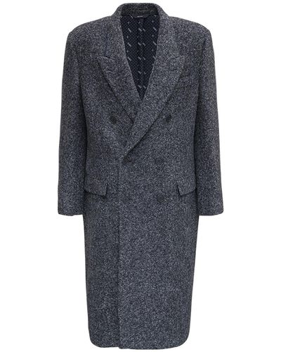 Fendi Anthracite Double-breasted Coat In Wool Blend - Gray