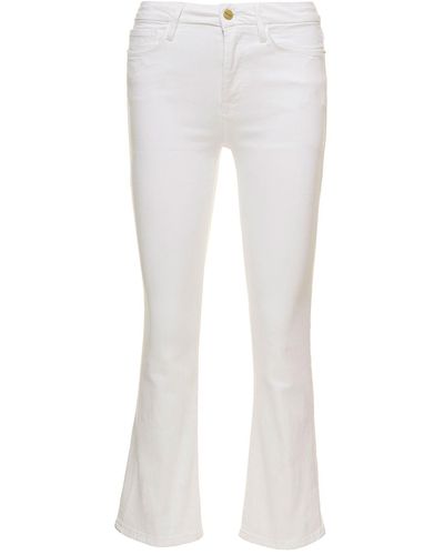FRAME Jeans a cinque tasche 'le crop mini boot' svasati in denim di cotone donna - Bianco